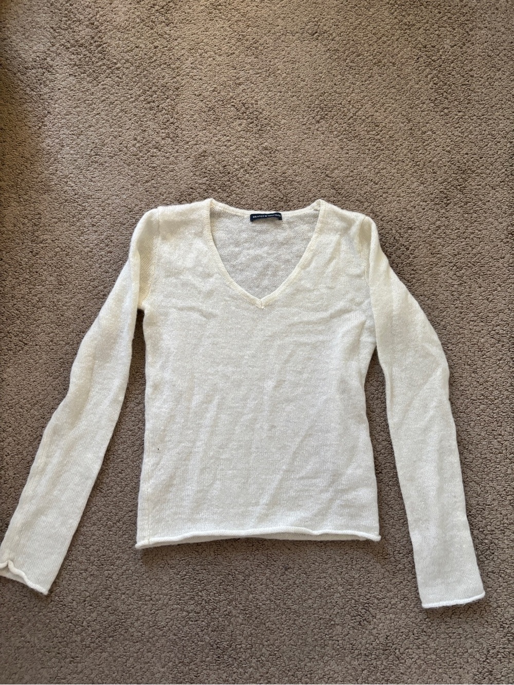 Light Cream V-Neck Knit Sweater